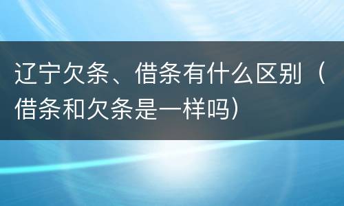 辽宁欠条、借条有什么区别（借条和欠条是一样吗）
