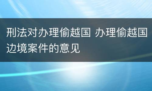 刑法对办理偷越国 办理偷越国边境案件的意见