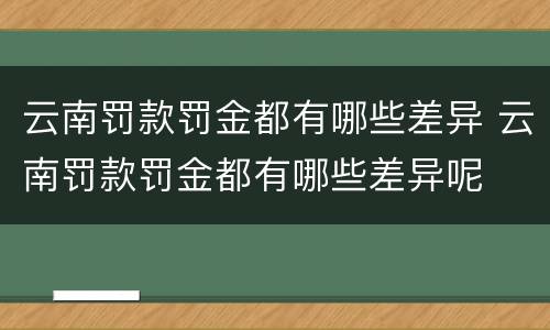 云南罚款罚金都有哪些差异 云南罚款罚金都有哪些差异呢
