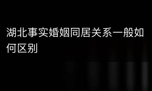湖北事实婚姻同居关系一般如何区别
