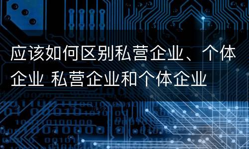 应该如何区别私营企业、个体企业 私营企业和个体企业