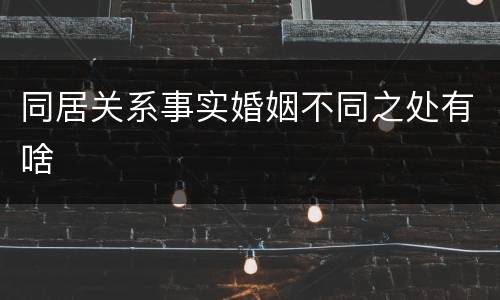 同居关系事实婚姻不同之处有啥