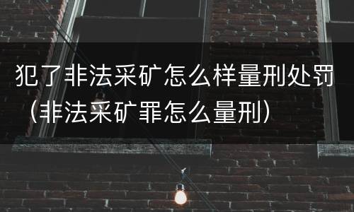 犯了非法采矿怎么样量刑处罚（非法采矿罪怎么量刑）