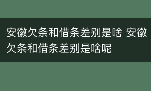 安徽欠条和借条差别是啥 安徽欠条和借条差别是啥呢