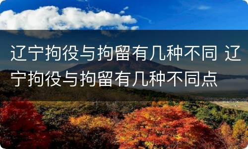 辽宁拘役与拘留有几种不同 辽宁拘役与拘留有几种不同点