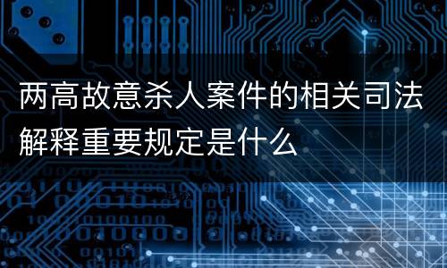 两高故意杀人案件的相关司法解释重要规定是什么