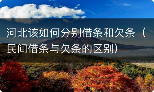 河北该如何分别借条和欠条（民间借条与欠条的区别）