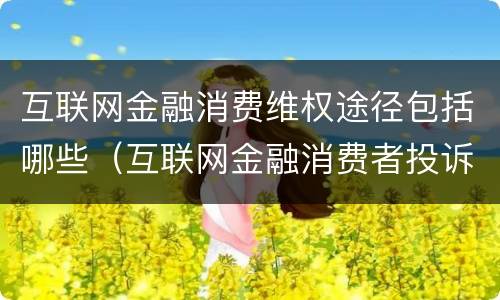 互联网金融消费维权途径包括哪些（互联网金融消费者投诉电话）