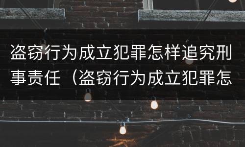 盗窃行为成立犯罪怎样追究刑事责任（盗窃行为成立犯罪怎样追究刑事责任案件）