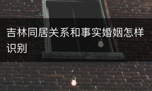 吉林同居关系和事实婚姻怎样识别