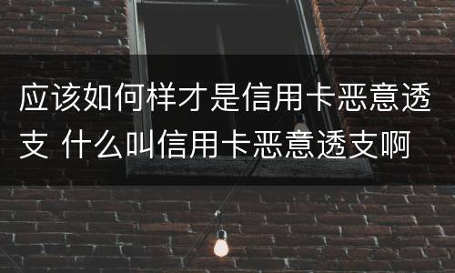 应该如何样才是信用卡恶意透支 什么叫信用卡恶意透支啊