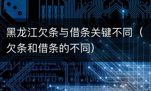 黑龙江欠条与借条关键不同（欠条和借条的不同）