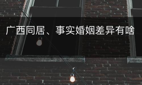 广西同居、事实婚姻差异有啥