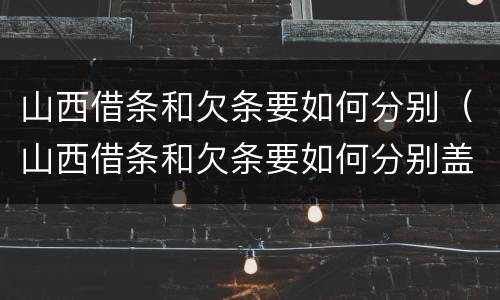山西借条和欠条要如何分别（山西借条和欠条要如何分别盖章）