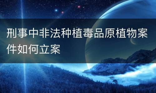刑事中非法种植毒品原植物案件如何立案