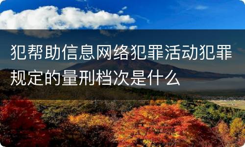 犯帮助信息网络犯罪活动犯罪规定的量刑档次是什么