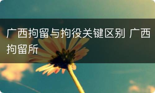 广西拘留与拘役关键区别 广西拘留所