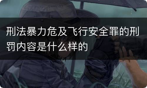 刑法暴力危及飞行安全罪的刑罚内容是什么样的