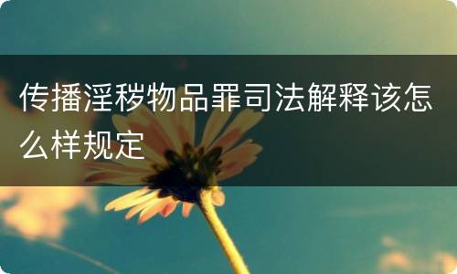 传播淫秽物品罪司法解释该怎么样规定