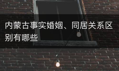 内蒙古事实婚姻、同居关系区别有哪些