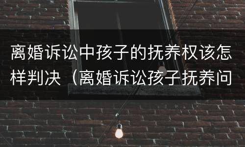 离婚诉讼中孩子的抚养权该怎样判决（离婚诉讼孩子抚养问题）