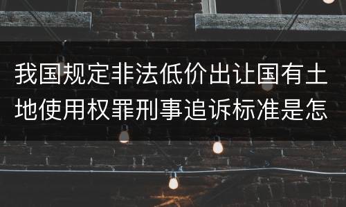 我国规定非法低价出让国有土地使用权罪刑事追诉标准是怎么样规定