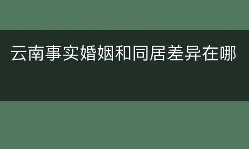 云南事实婚姻和同居差异在哪