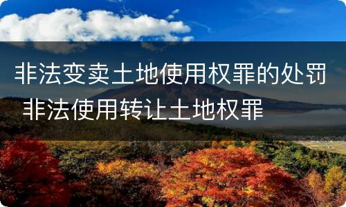 非法变卖土地使用权罪的处罚 非法使用转让土地权罪