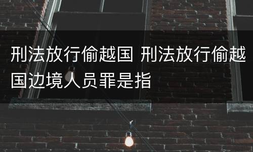 刑法放行偷越国 刑法放行偷越国边境人员罪是指
