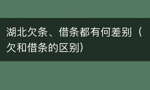 湖北欠条、借条都有何差别（欠和借条的区别）