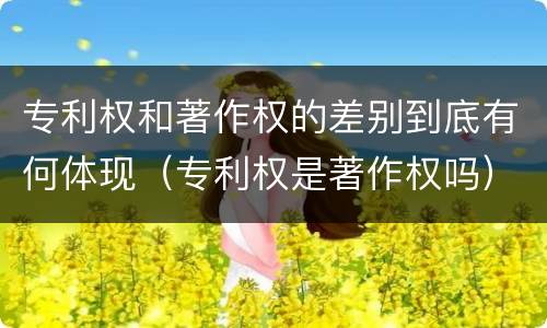 专利权和著作权的差别到底有何体现（专利权是著作权吗）