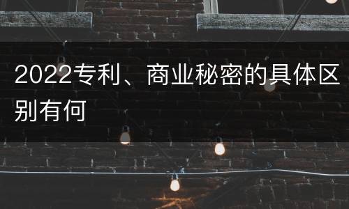 2022专利、商业秘密的具体区别有何