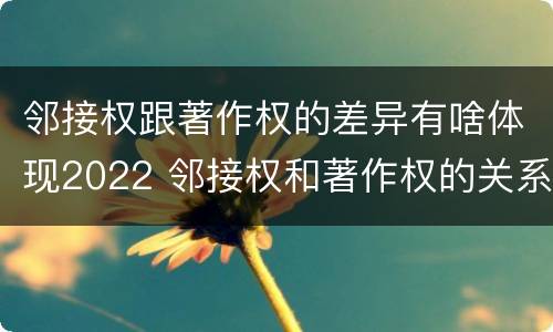 邻接权跟著作权的差异有啥体现2022 邻接权和著作权的关系是什么