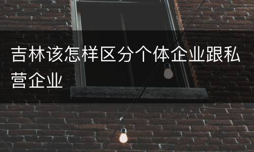 吉林该怎样区分个体企业跟私营企业