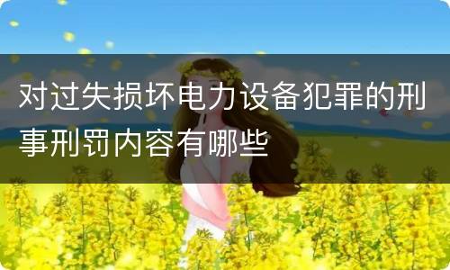 对过失损坏电力设备犯罪的刑事刑罚内容有哪些