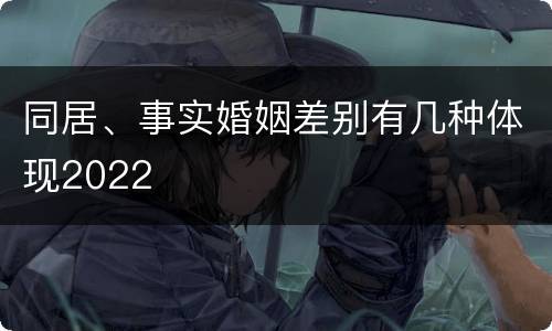 同居、事实婚姻差别有几种体现2022