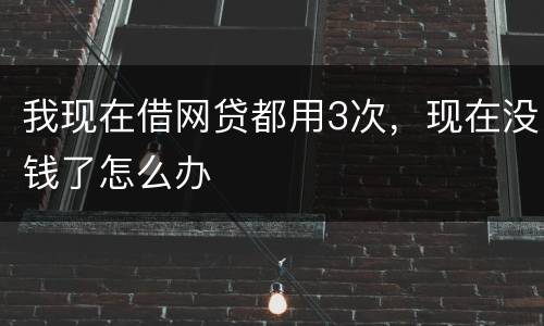 我现在借网贷都用3次，现在没钱了怎么办