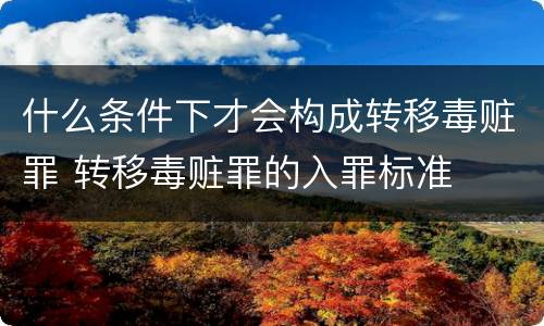 什么条件下才会构成转移毒赃罪 转移毒赃罪的入罪标准