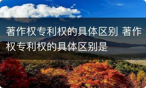 著作权专利权的具体区别 著作权专利权的具体区别是