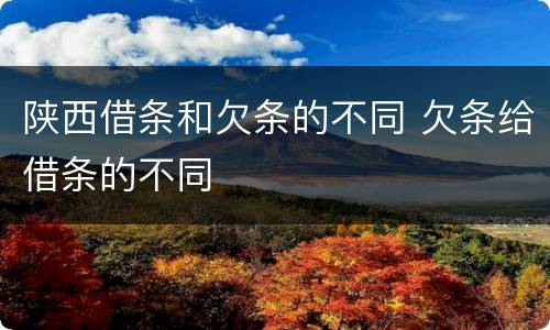 陕西借条和欠条的不同 欠条给借条的不同