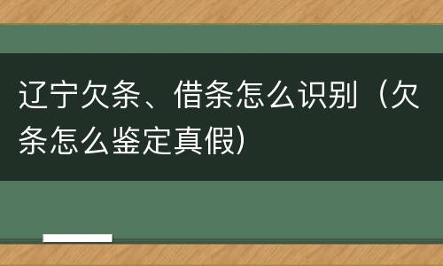 辽宁欠条、借条怎么识别（欠条怎么鉴定真假）