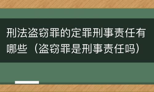 刑法盗窃罪的定罪刑事责任有哪些（盗窃罪是刑事责任吗）