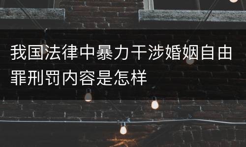 我国法律中暴力干涉婚姻自由罪刑罚内容是怎样