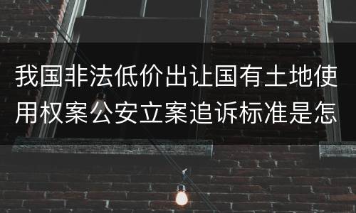 我国非法低价出让国有土地使用权案公安立案追诉标准是怎样的