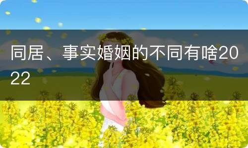 同居、事实婚姻的不同有啥2022