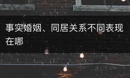 事实婚姻、同居关系不同表现在哪
