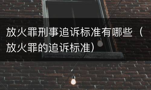 放火罪刑事追诉标准有哪些（放火罪的追诉标准）