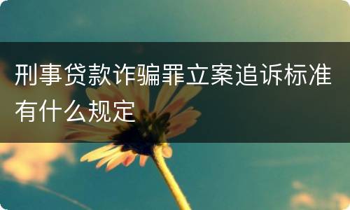 刑事贷款诈骗罪立案追诉标准有什么规定