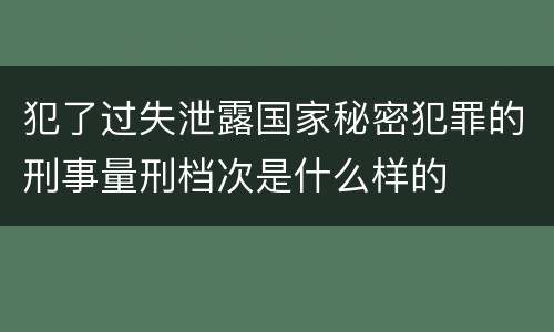 犯了过失泄露国家秘密犯罪的刑事量刑档次是什么样的
