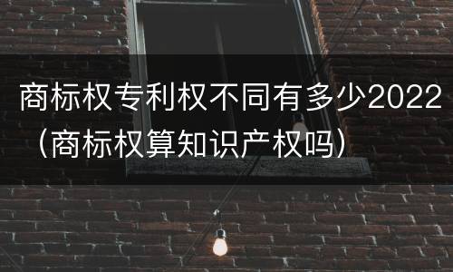 商标权专利权不同有多少2022（商标权算知识产权吗）